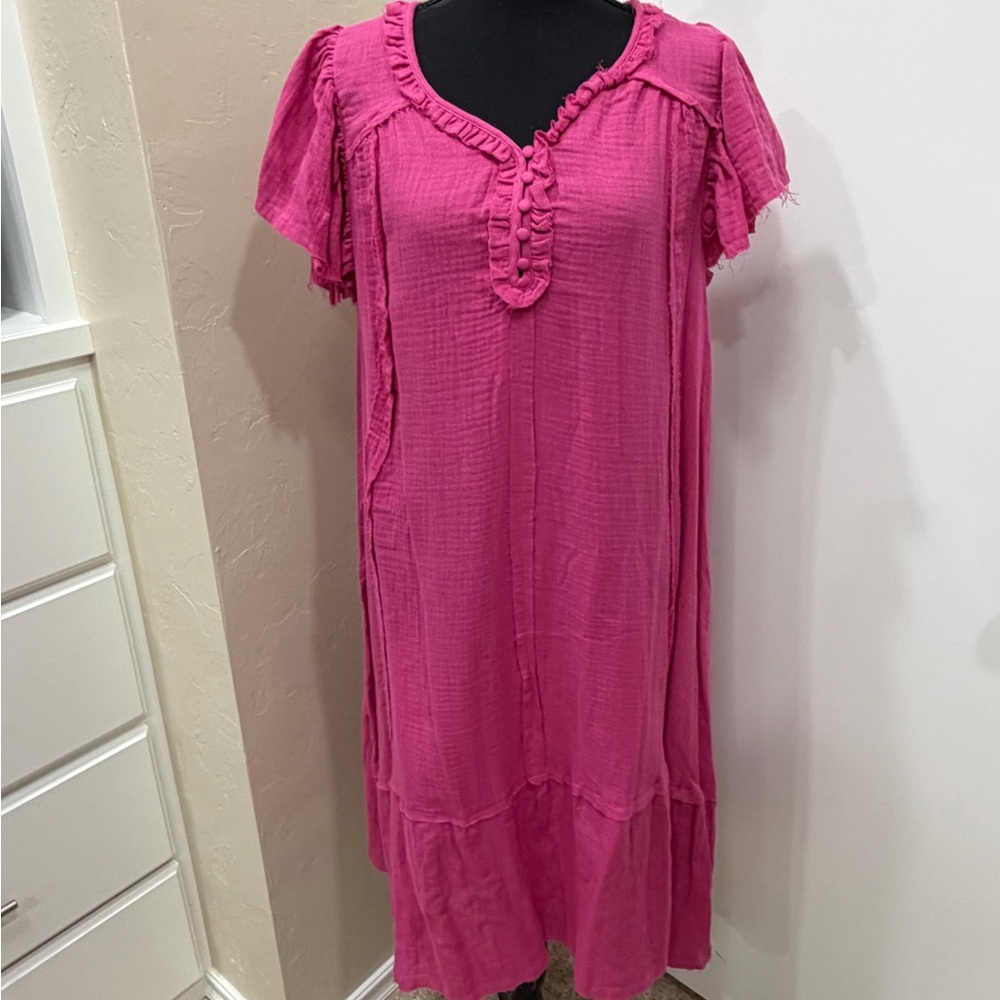 Umgee Bright Pink Gauze Tunic
